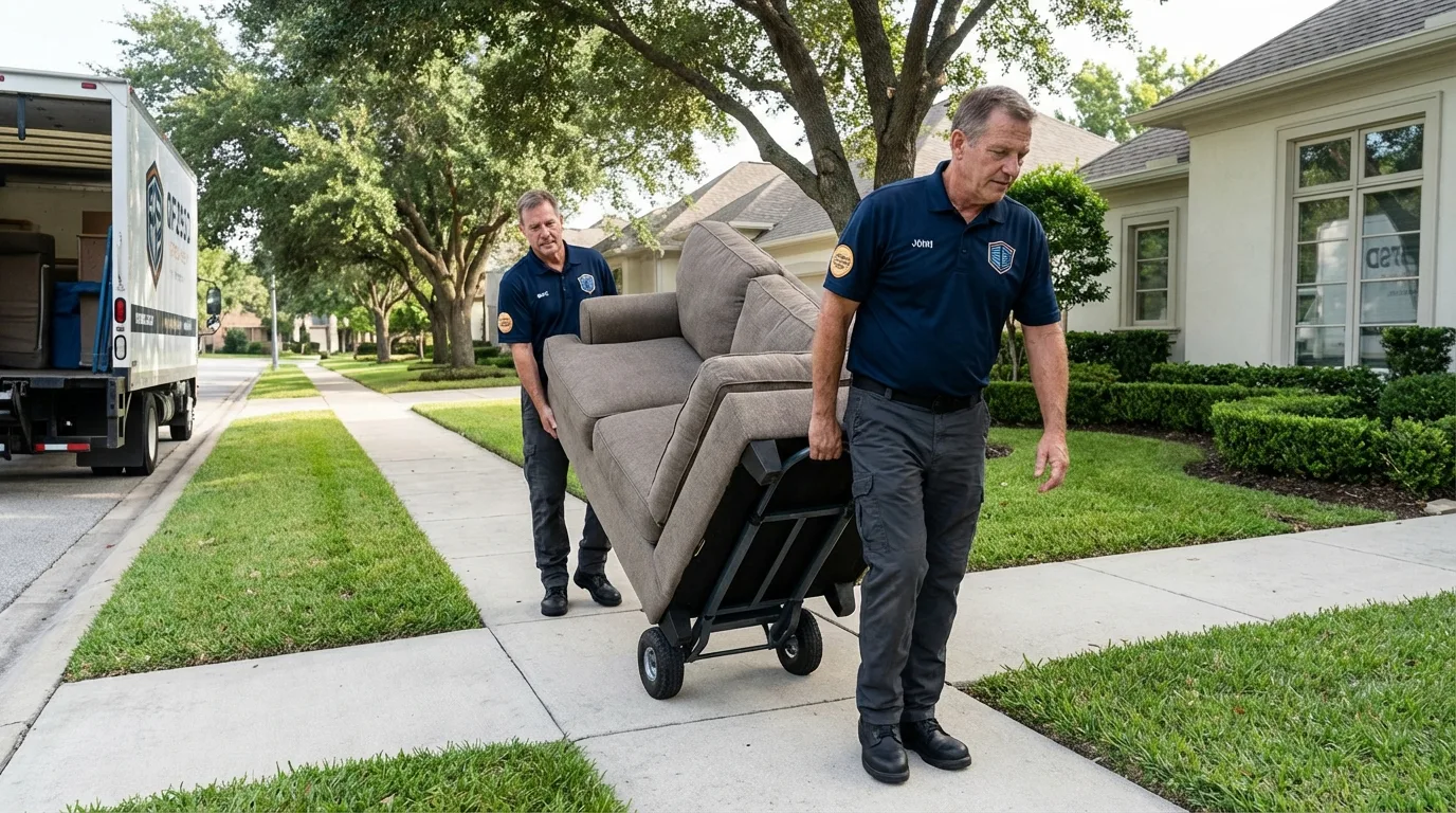Local residential moving crew loading furniture in Whitewater, WI